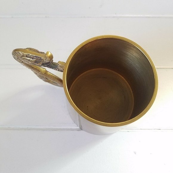 Vintage Brass Beer Tankard Stein Mug with Dragon Serpent Handle - Picture 9 of 9